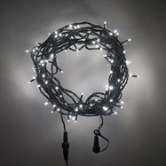 LED Fairy Lights - black wire / white globe (25m)
